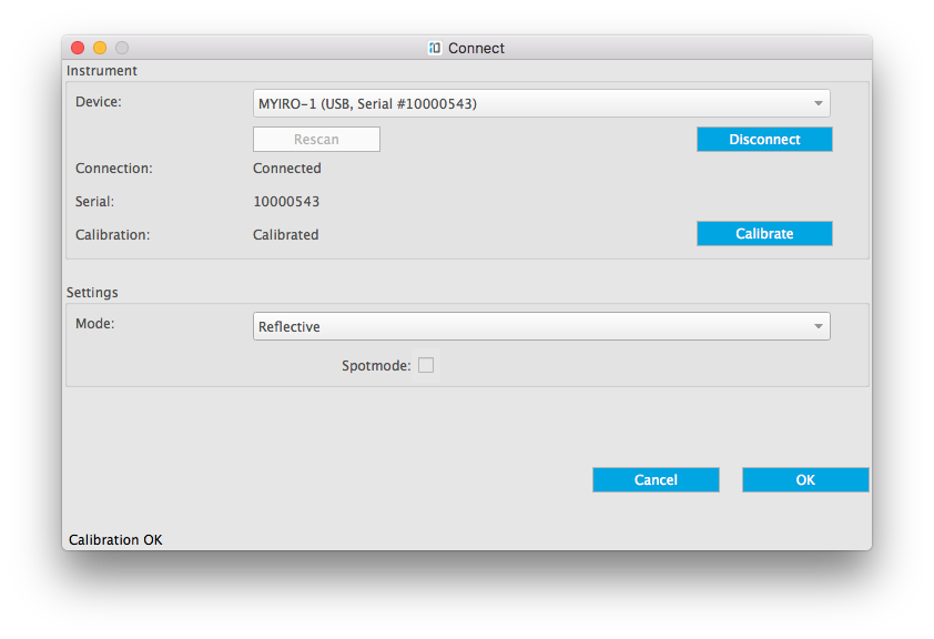 Connect measurement instrument to MYIROtools