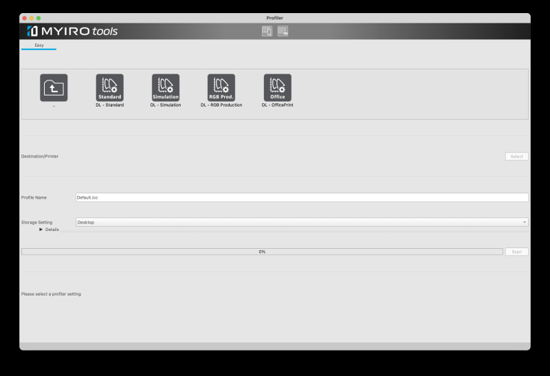 MYIROtools creates ICC Profiles for monitors, printers and devicelinks